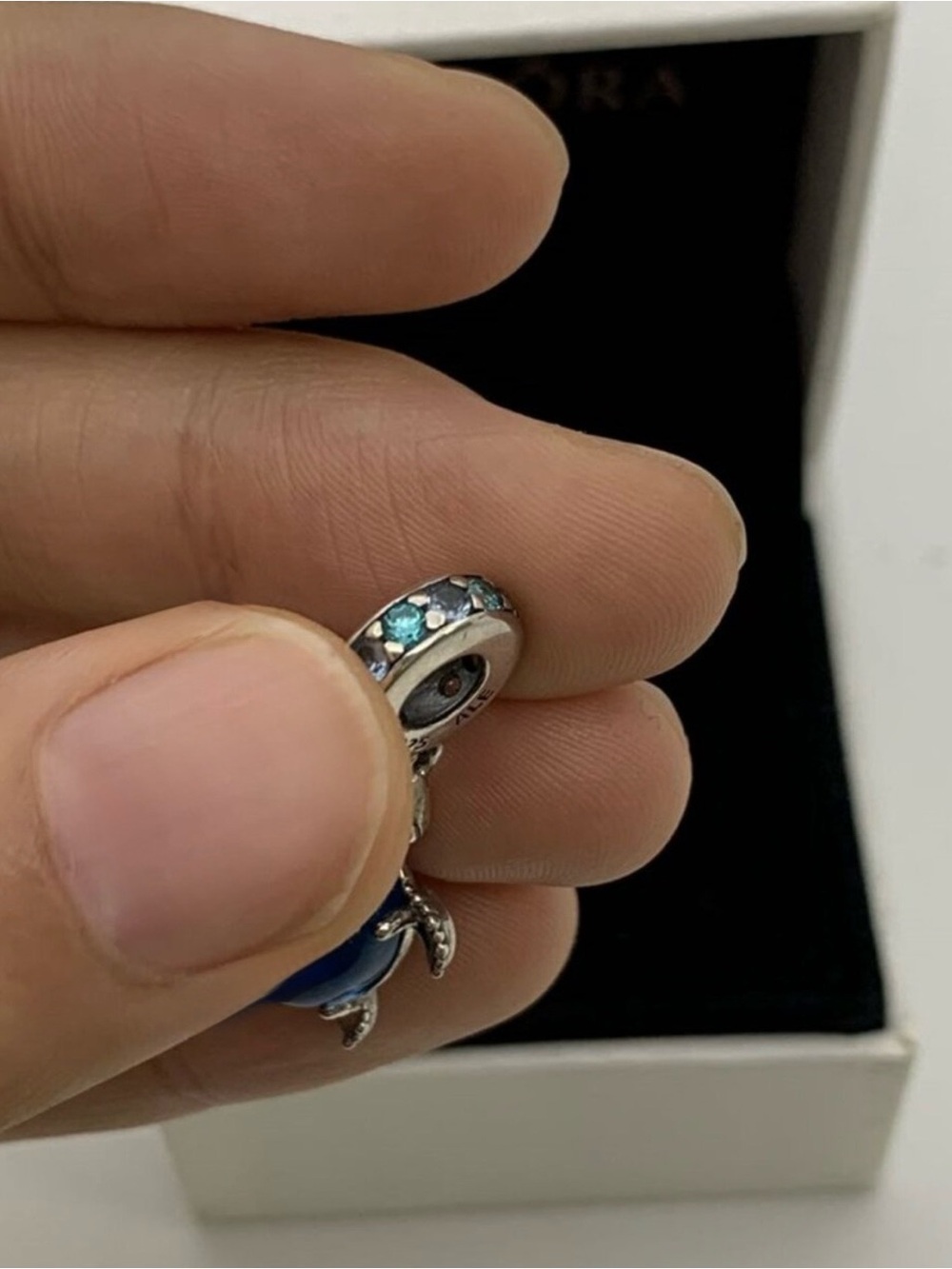 Pandora Blue Murano Glass Sea Turtle Dangle Charm Sterling Silver Keepsake - Picture 10 of 13